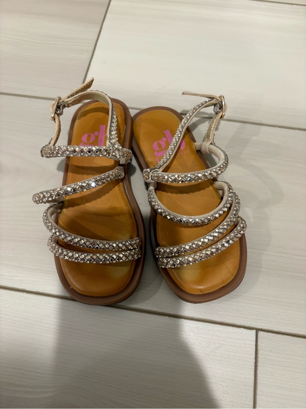 Giani Bini Girls' Embellished Strappy Sandals - Gold